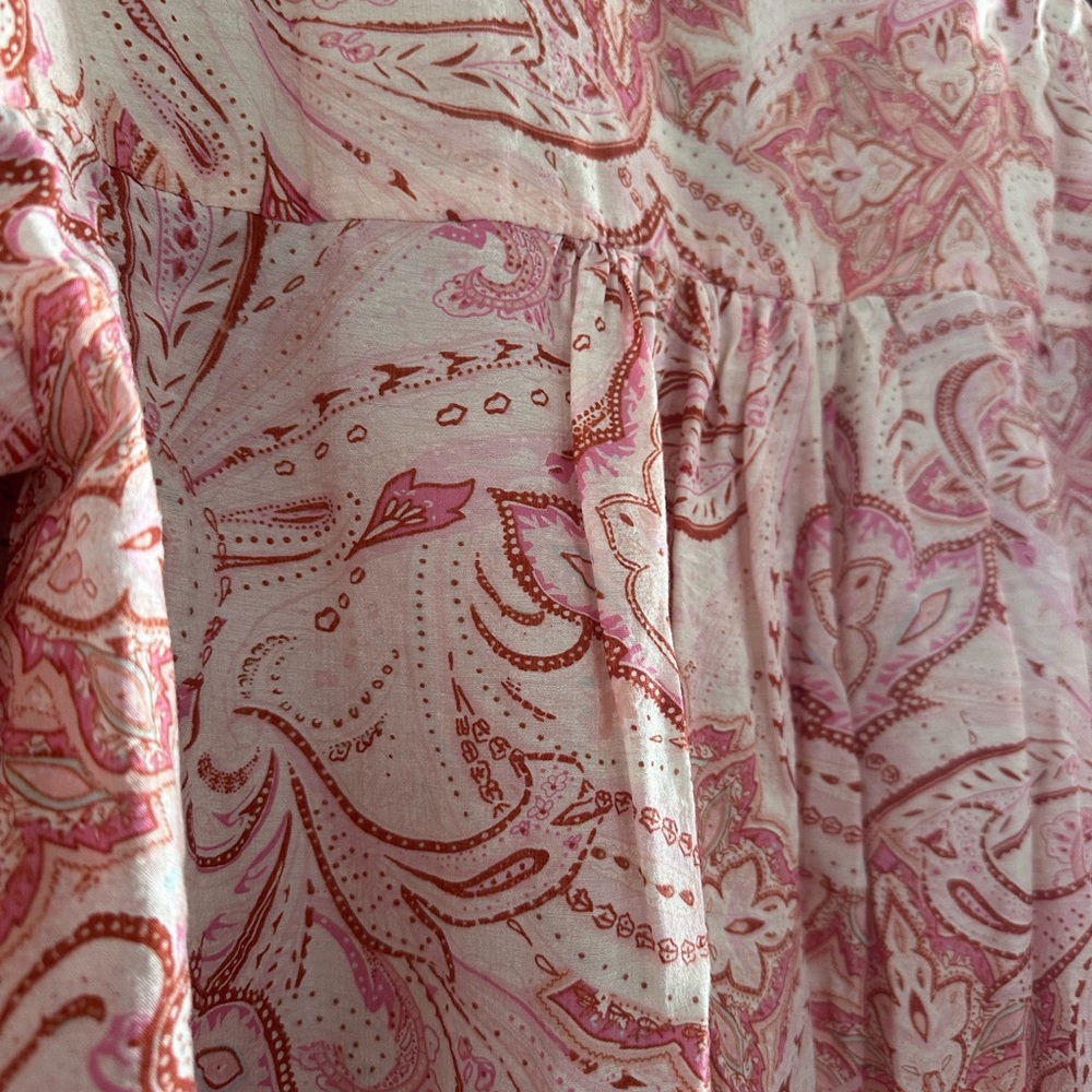 FATE Boho Paisley Blouse Women’s S Ruffle Cuff Button Front - Picture 3 of 5
